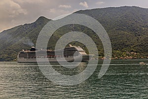 Cruise ship in the Bay of Kotor, Montenegr