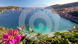 Cruise ship in the Bay of Villefranche Sur Mer, CÃ´te d`Azur, France