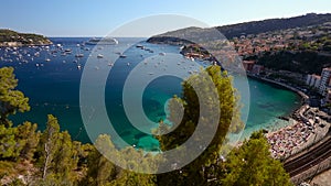 Cruise ship in the Bay of Villefranche Sur Mer, CÃ´te d`Azur, France