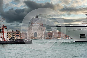 Cruise Ship being towed through Venice into the Ocean, Venice