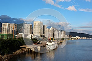 Cruise ship berthing riverside