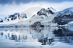Cruise Ship Blue Glacier Snow Mountains Paradise Bay Skintorp Cove Antarctica