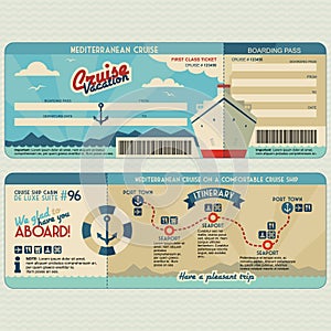 Cruise ship boarding pass design template