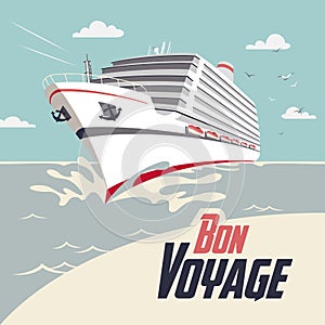 Cruise ship bon voyage illustration