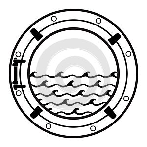 Cruise ship cabin porthole icon. vector