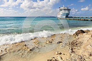 Cruise ship in Caribbean port