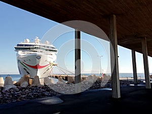 Cruise ship on Caribbean Port. Europe Port. Cruises docked on port