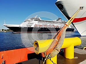 Cruise ship on Caribbean Port. Europe Port. Cruises docked on port