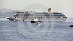 Cruise ship COSTA FAVOLOSA anchored off Dalmatian Coast at Dubrovnik, Croatia