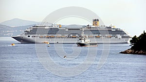 Cruise ship COSTA FAVOLOSA anchored off Dalmatian Coast, Dubrovnik, Croatia