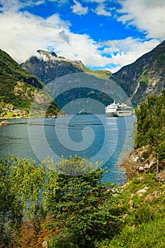Cruise ship Costa Favolosa in Geiranger on 9 July 2018, Norway