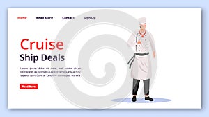 Cruise ship deals landing page vector template