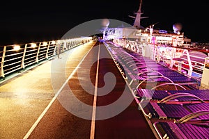 Cruise ship deck at night