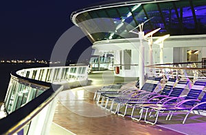 Cruise ship deck at night