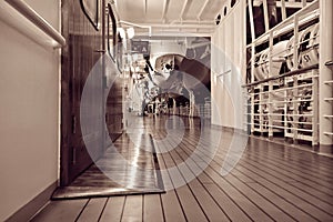 Cruise ship deck at night