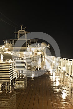Cruise ship deck at night