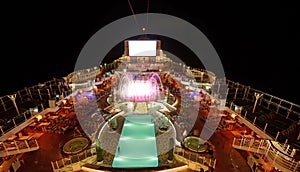 Cruise ship deck at night