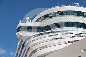 Cruise Ship Decks Abstract Against Blue Sky