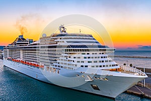 Cruise Ship docked/ anchored in Port