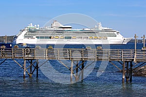 Cruise ship docked in Bar Harbor photo