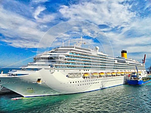 Cruise ship docked at Barcelona port