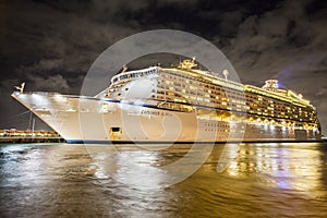 Cruise ship docked in the Caribbean