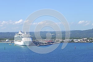 Cruise ship docked in the Carribean