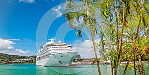 Cruise ship docked in Castries, Saint Lucia, Caribbean Islands.