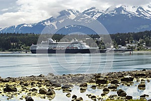 Cruise ship docked at the port of Haines, Alaska