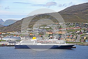 Cruise ship docked in the port of Hammerfest, Troms og Finnmark county, Norway.