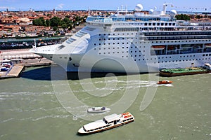 Cruise ship docked in Venice
