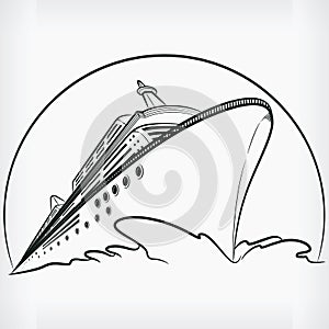 Cruise Ship Doodle Ocean Liner Sketch Hand Drawing Vector Illustration