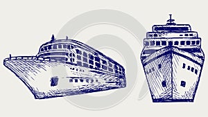 Cruise ship. Doodle style