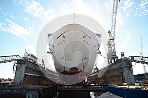 Cruise ship in dry dock