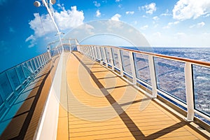 Cruise ship empty open deck with copy space