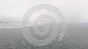 Cruise ship entering Lemaire Channel, Antarctic Peninsula