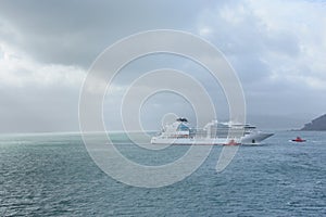 Cruise ship entering Wellington harbour