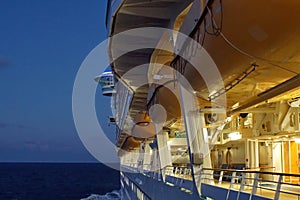 Cruise ship exterior withe life rafts
