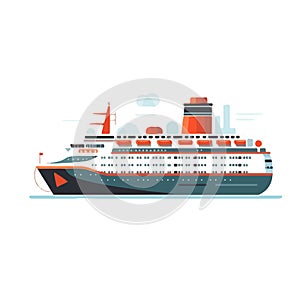 cruise ship flat vector illustration