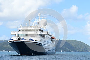 Cruise Ship is at full stop in Sir Francis Drake Passage, BVI photo
