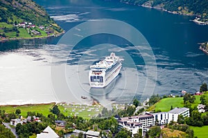 Cruise ship in Geirangerfjord, Norway - Scandinavia photo