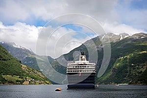 Cruise ship in the Geirangerfjord photo