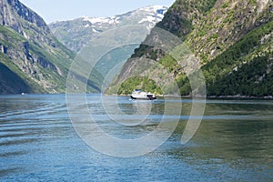 Cruise ship in Geirangerfjord, Norway.