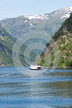Cruise ship in Geirangerfjord, Norway.