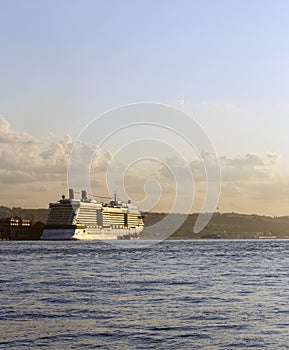 Cruise ship in Golden Horn bay,Istanbul,Turkey.