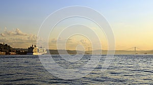 Cruise ship in Golden Horn bay,Istanbul,Turkey.