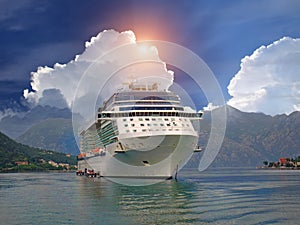 Cruise ship heading to vacation from Kotor Port