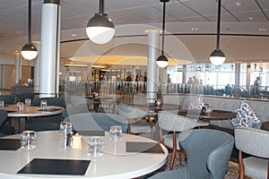 Cruise ship Iona dining area at the central atrium