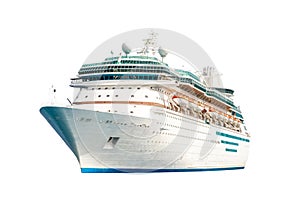 Cruise ship isolated on white background, modern ocean liner