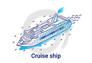 Cruise ship isometric linear illustration